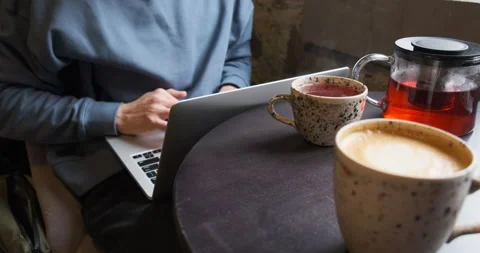 Close-up high angle shot abstract shot in the local coffee shop co-working 動画素材 159828828