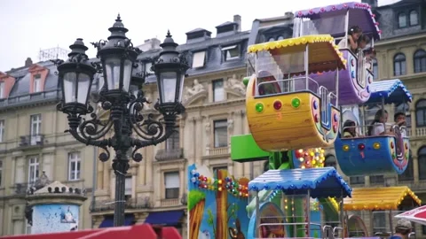 Close High Angle Of Traditional Carousel. Stock Footage 132109530