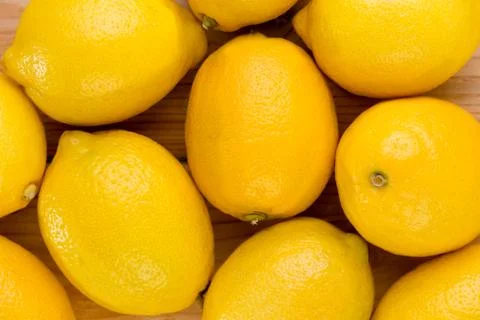 Close-up high-angle view of fresh and juicy lemons Stock Photos