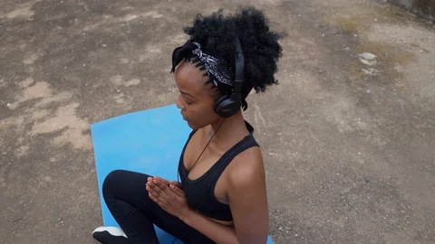 Close up high angle view girl doing yoga Stock Footage 115765270
