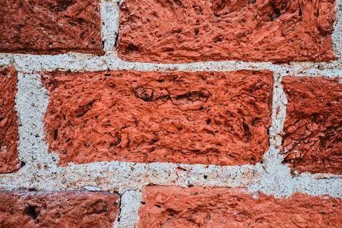 Close-up high resolution red brick wall texture with copy space for text. Stock Photos
