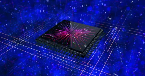 Close Up High Tech Circuit Board. Futuristic Technology. Perfect Loop Stock Footage 141079897