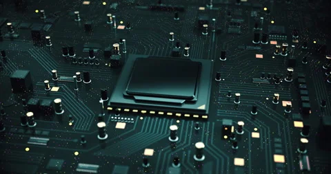 Close Up High Tech Computer Processor On Motherboard. Futuristic Technology. Stock Footage 264638297