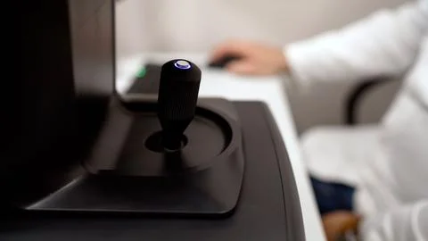 Close up on a high tech control joystick for medical equipment with a scien.. 스톡 사진