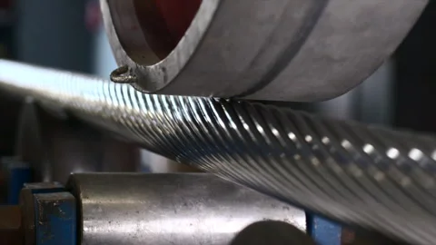 A close up of High tensile strength cable manufacturing. Stock Footage 246955037