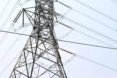 Close-up high voltage pole danger zone Stock Photos