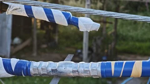 Close up of high voltage underground cable splicing showing. Stock Photos