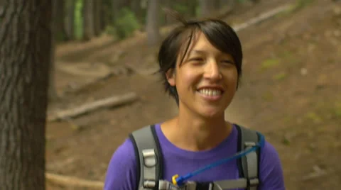 Close up of hiker smiling Video stock 59440701