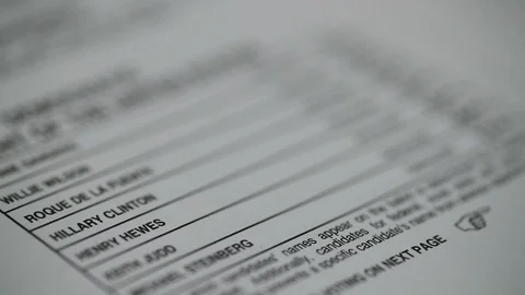Close-Up Hillary Clinton Vote with Focus Pull Stock Footage 120727439