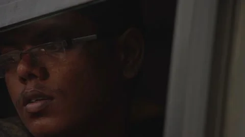 Close up hindi young man on bus Stock Footage 144294026