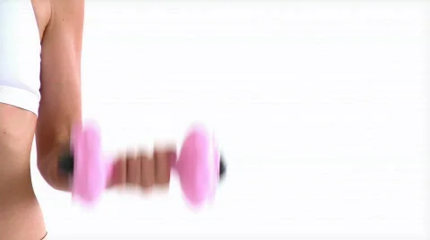 Close-up of a hispanic woman working out with dumbbells Stock Footage