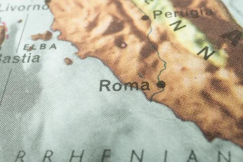 Close-up historical map of Romes territory ROMA, part of North Africa, feat.. Stock Photos