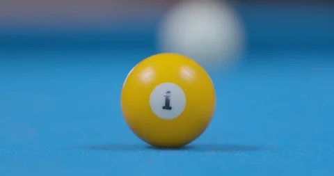 Close Up of Hitting Pool Ball on Blue Billiards Table - Fast 動画素材 88227339