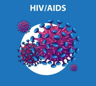 Close-up of HIV/AIDS Virus Under Microscope Stock Illustration