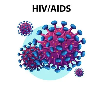 Close-up of HIV/AIDS Virus Under Microscope Stock Illustration