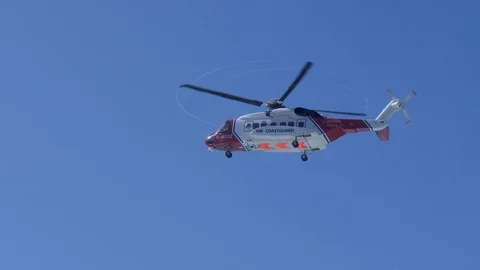Close up of HM Coastguard Resuce Helicopter in UK Video stock 106555563