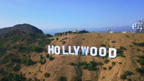 Close Up of the Hollywood Sign 02 Stock Footage