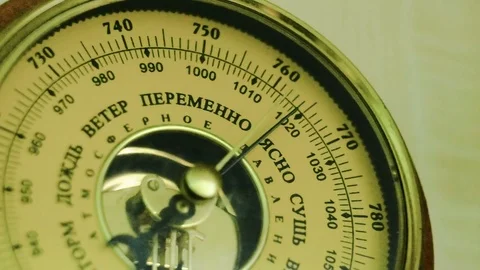 Close-up of a home barometer. high atmospheric pressure Stock Footage 80568893