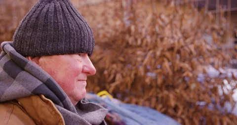 Close Up Of Homeless Man Thinking About Life Stock-Footage 128774517