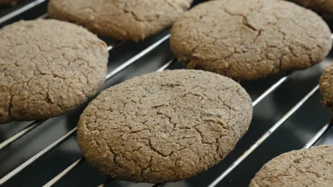 Close up of homemade baked cookie surface Stock Footage 133605000
