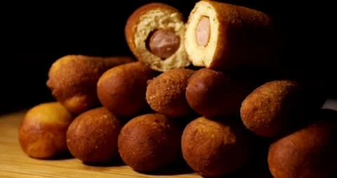 Close up of homemade corn dogs Video stock 130747142