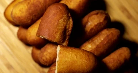 Close up of homemade corn dogs Video stock 130747642