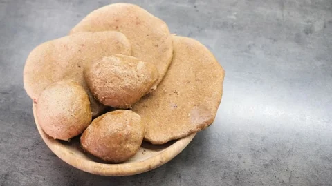 Close up homemade peasant bread made of buckwheat and rye with no yeast. Top Stock Footage 151982175