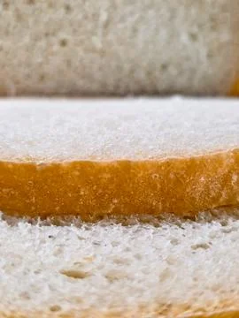Close Up of Homemade White Bread Slice Texture Background Stock Photos