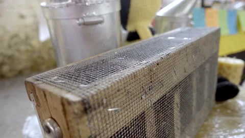 Close Up of Honey Bee Transport Cage Used in Beekeeping and Apiary Operations Stock Footage 337921131