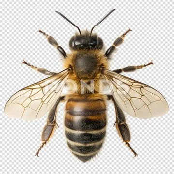 Close-up of honeybee with translucent wings extended PSD Template