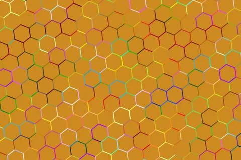 Close-up of honeycomb pattern with colorful hexagons Stock Illustration