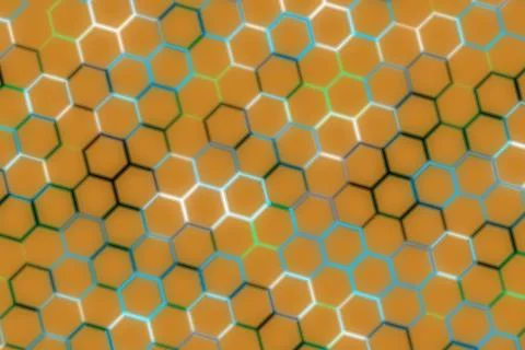 Close-up of honeycomb pattern with golden hexagonal cells Stock Photos