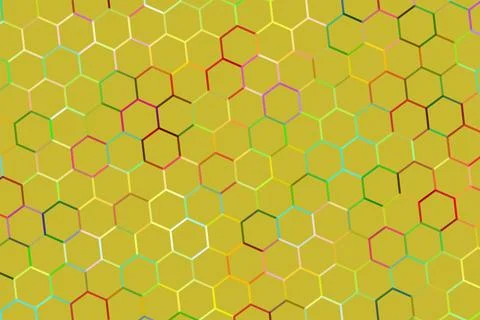 Close-up of honeycomb pattern with golden hexagons Stock Illustration