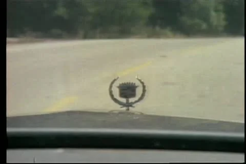 Close-up of hood ornament on Cadillac Stock Footage 11357159