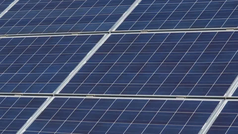 Close up horizontal pan over blue solar panel texture in Ceske Budejovice, .. 스톡 동영상 343435824