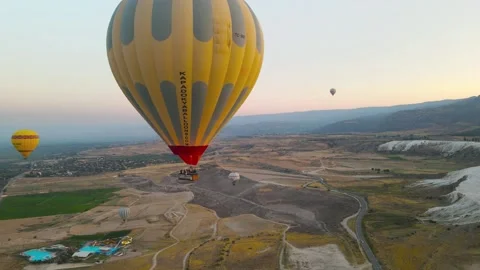 Close-up of hot air balloon with beautiful sky background - Aerial drone view Stock Footage 214864809