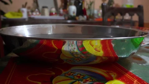 Close up hot and steaming chicha morada in a metal bowl Stock Footage 146001057