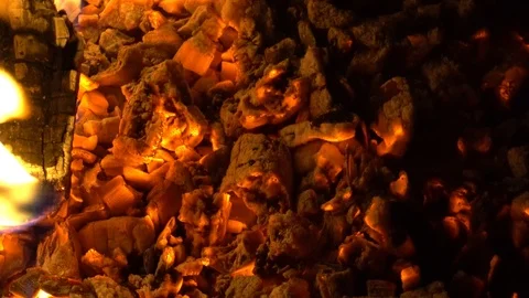 Close-up of hot coals grill 4K Stock Footage 89810565