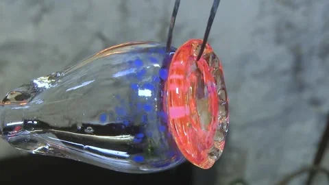 Close-Up of Hot Decorated Glass During Traditional Glassmaking Stock-Footage 345135864