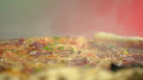 Close-up, hot fresh pepperoni pizza Stock Footage 246712347