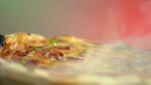 Close-up, hot fresh pepperoni pizza Stock Footage 246712351
