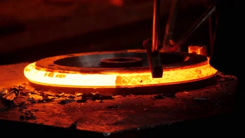 Close-up of hot metal processing. Stock Footage 148098410
