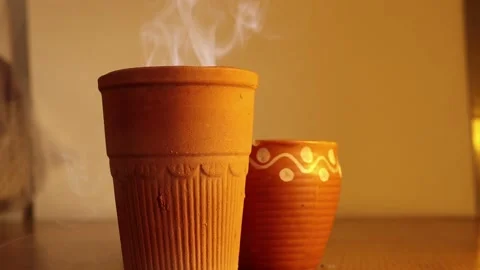 Close up of Hot tea cup and glass. Monday Morning Stock Footage 167883499