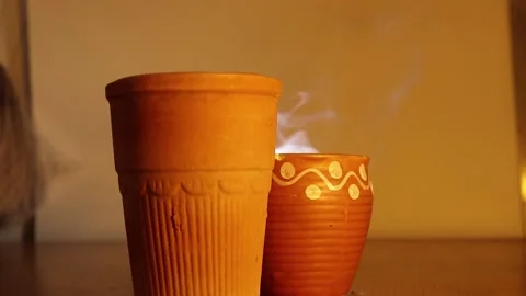 Close up of Hot tea cup and glass. Good Morning Tea. Monday Morning Stock Footage 167883524