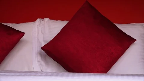 Close up on Hotel bed Stock Footage 98569171