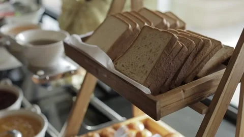 Close up of hotel breakfast bread Stock Footage 295103704