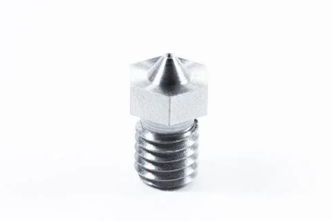 Close-up of a hotend, part of a 3D printer, isolated on a white background Stock Photos