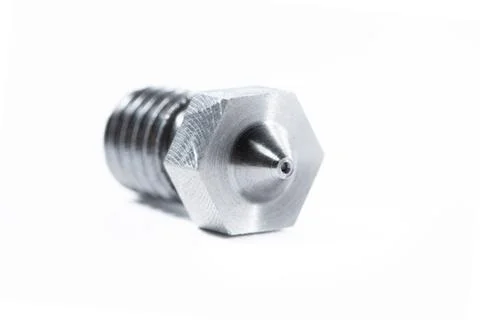 Close-up of a hotend, part of a 3D printer, isolated on a white background Stock Photos