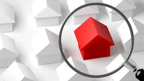 Close up of a house. Focus on its characteristics. 3D Rendering Stock Illustration