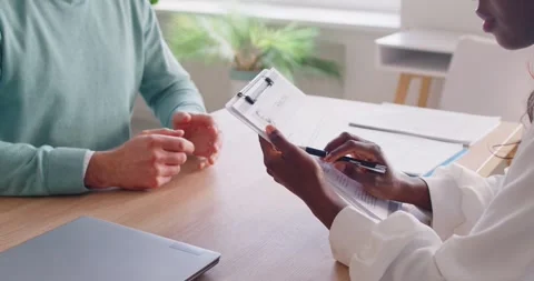 Close-Up Of Hr Manager Interviewing In Office Stock Footage 320877805